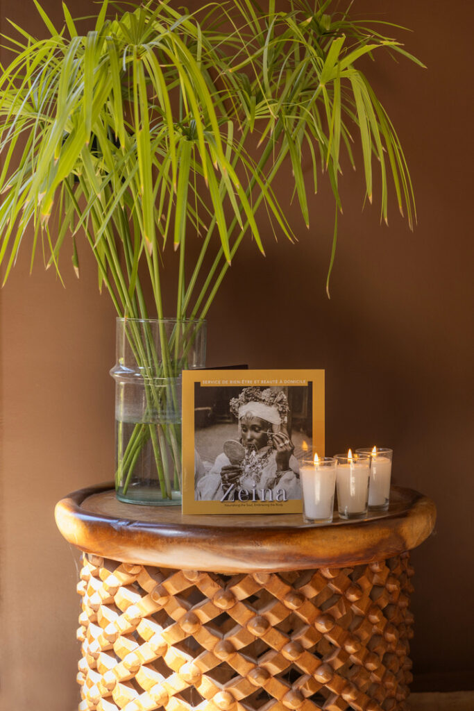 Ambiance spa Zeina Spa Marrakech avec bougies et décoration inspirée des rituels de bien-être marocains