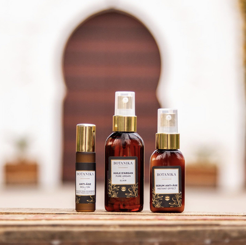 Huile d’argan Botanika utilisée pour massage à domicile à Marrakech – Zeina Spa